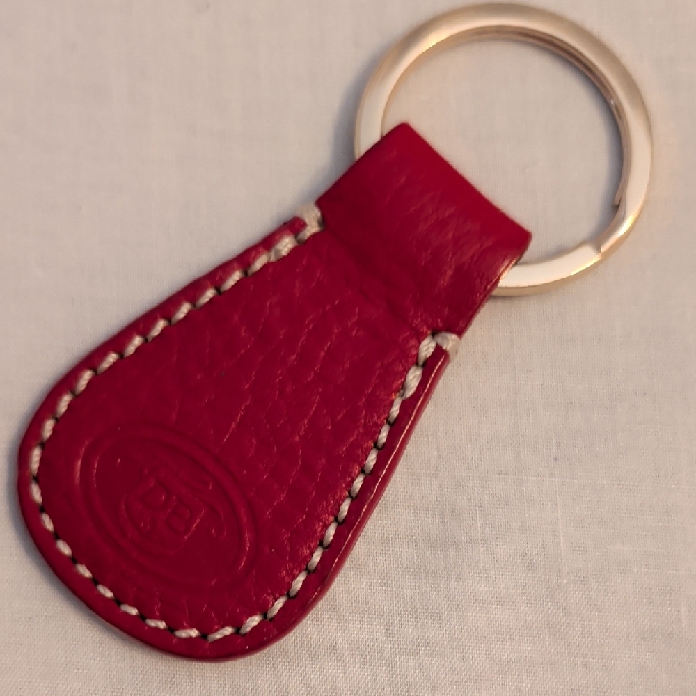 Dooney & Bourke Red Leather Key Fob with Gold Ring